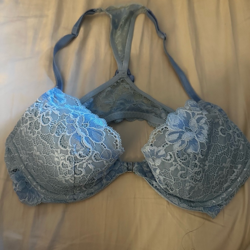 Elegant Blue Lace Bra
